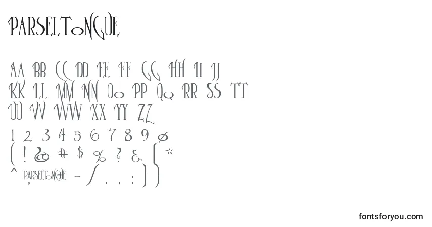 Parseltongue-fontti – aakkoset, numerot, erikoismerkit
