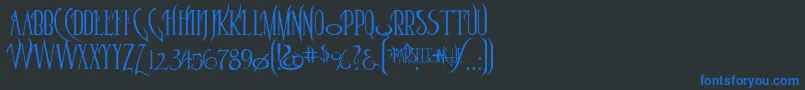 Parseltongue-Schriftart – Blaue Schriften auf schwarzem Hintergrund