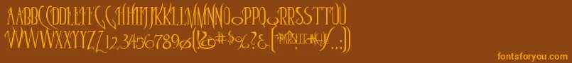 Parseltongue-Schriftart – Orangefarbene Schriften auf braunem Hintergrund