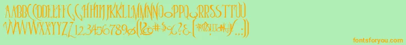 Parseltongue-Schriftart – Orangefarbene Schriften auf grünem Hintergrund