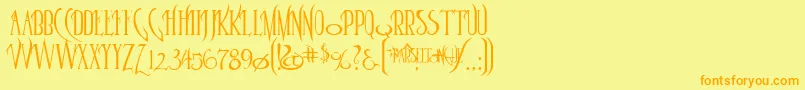 Parseltongue-Schriftart – Orangefarbene Schriften auf gelbem Hintergrund