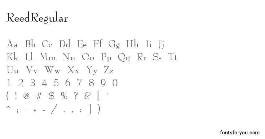 Schriftart ReedRegular – Alphabet, Zahlen, spezielle Symbole