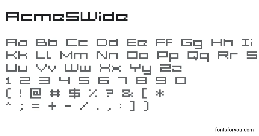 A fonte Acme5Wide – alfabeto, números, caracteres especiais