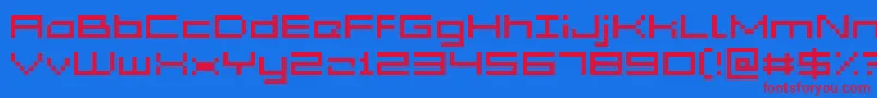 Fonte Acme5Wide – fontes vermelhas em um fundo azul