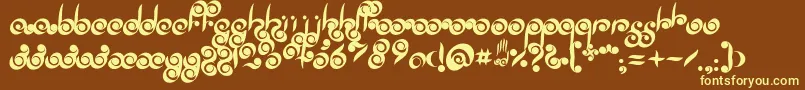 Palmofbuddha-fontti – keltaiset fontit ruskealla taustalla