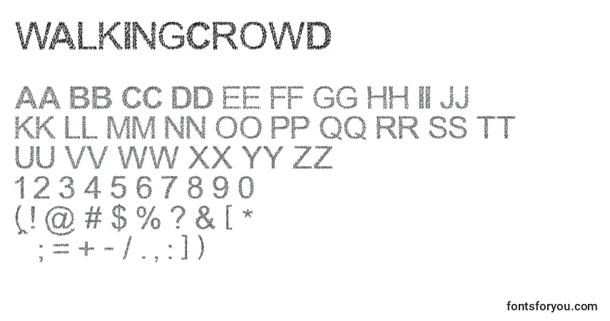 Czcionka Walkingcrowd – alfabet, cyfry, specjalne znaki