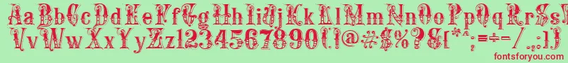 Czcionka EnglishRose – czerwone czcionki na zielonym tle