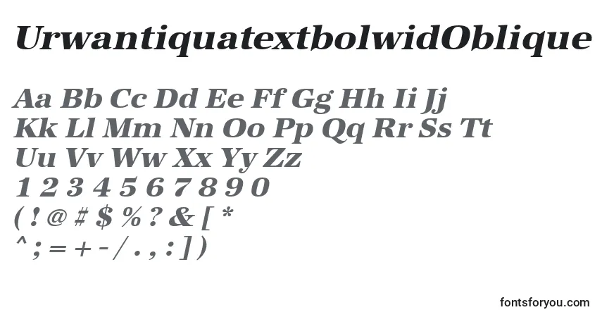 Czcionka UrwantiquatextbolwidOblique – alfabet, cyfry, specjalne znaki