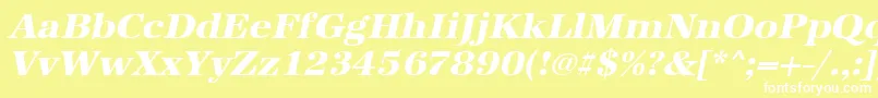 UrwantiquatextbolwidOblique Font – White Fonts on Yellow Background