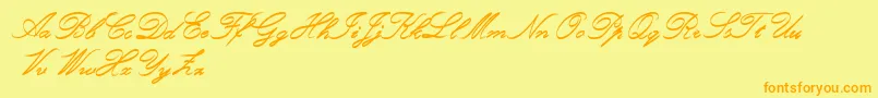Czcionka RoughBrushScript – pomarańczowe czcionki na żółtym tle