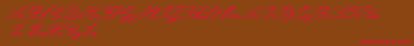 Czcionka RoughBrushScript – czerwone czcionki na brązowym tle