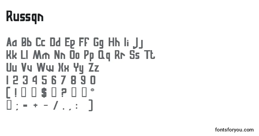 Schriftart Russqn – Alphabet, Zahlen, spezielle Symbole