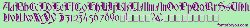 GlastonburyWide Font – Purple Fonts on Green Background