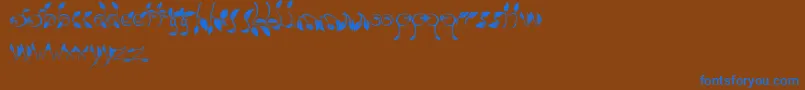 フォントDedaun – 茶色の背景に青い文字