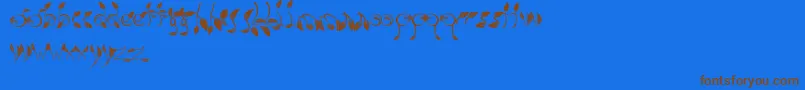 Dedaun-Schriftart – Braune Schriften auf blauem Hintergrund