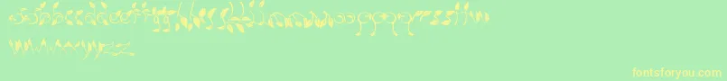 Dedaun-Schriftart – Gelbe Schriften auf grünem Hintergrund