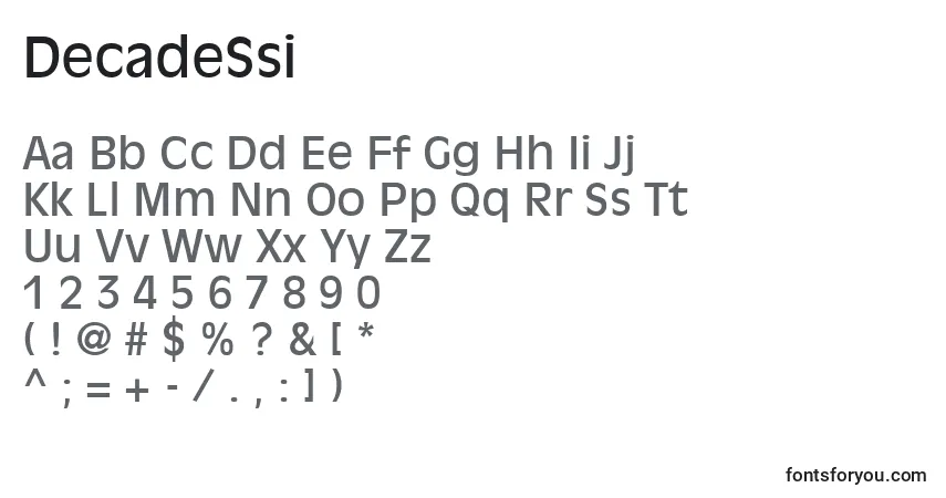 Schriftart DecadeSsi – Alphabet, Zahlen, spezielle Symbole