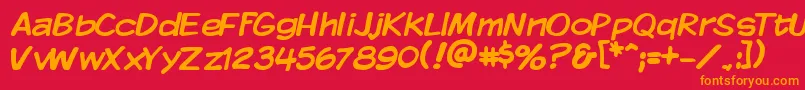 Kmkdsp Font – Orange Fonts on Red Background