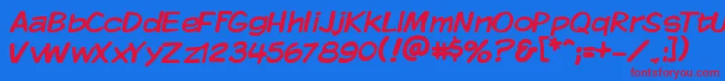 Kmkdsp Font – Red Fonts on Blue Background