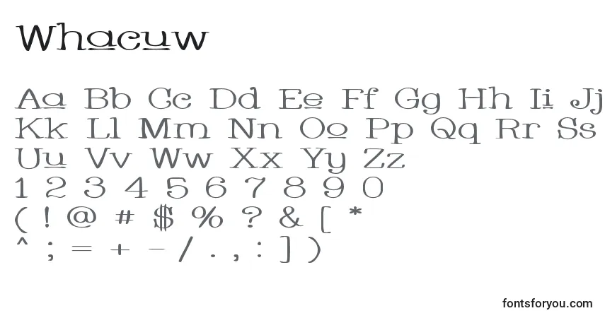 Whacuw-fontti – aakkoset, numerot, erikoismerkit