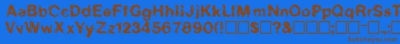 フォントSanDiego – 茶色の文字が青い背景にあります。