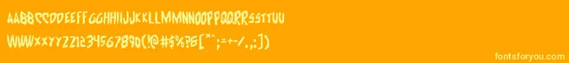 Cyrus-fontti – keltaiset fontit oranssilla taustalla