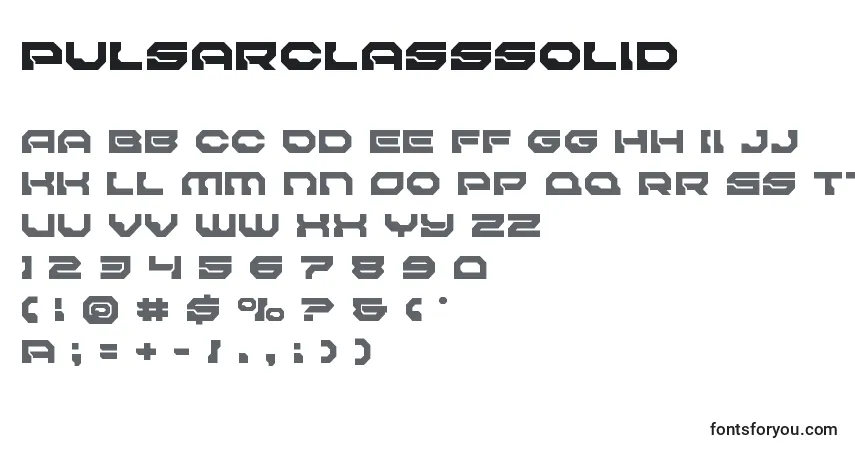 Pulsarclasssolid-fontti – aakkoset, numerot, erikoismerkit