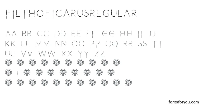 A fonte FilthoficarusRegular – alfabeto, números, caracteres especiais