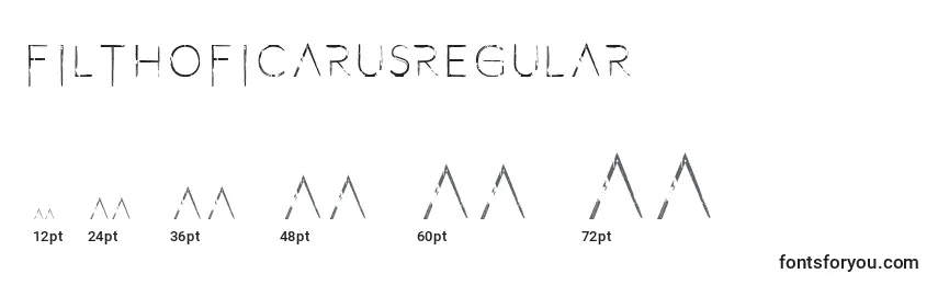 Размеры шрифта FilthoficarusRegular