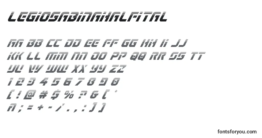 Шрифт Legiosabinahalfital – алфавит, цифры, специальные символы