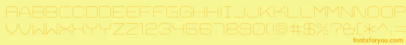 フォントTrivialUltralight – オレンジの文字が黄色の背景にあります。