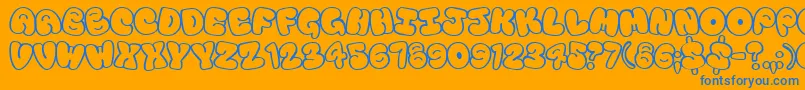 Tourist Font – Blue Fonts on Orange Background