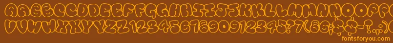 Tourist-Schriftart – Orangefarbene Schriften auf braunem Hintergrund