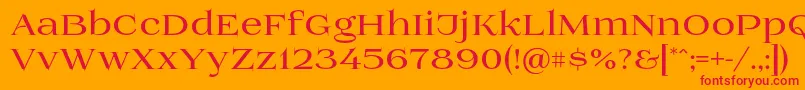 Prida01bold-Schriftart – Rote Schriften auf orangefarbenem Hintergrund
