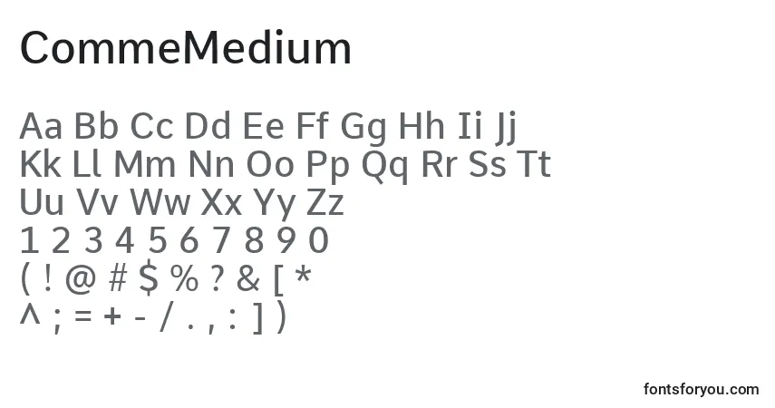 Шрифт CommeMedium – алфавит, цифры, специальные символы