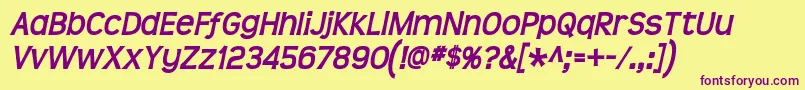 Teen Bolditalic Font – Purple Fonts on Yellow Background