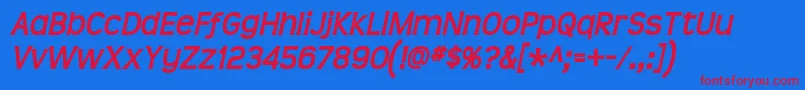 Teen Bolditalic Font – Red Fonts on Blue Background