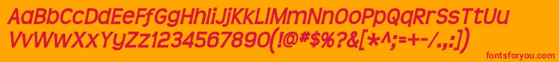 Teen Bolditalic Font – Red Fonts on Orange Background