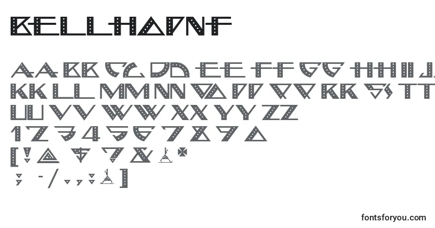 A fonte Bellhopnf – alfabeto, números, caracteres especiais