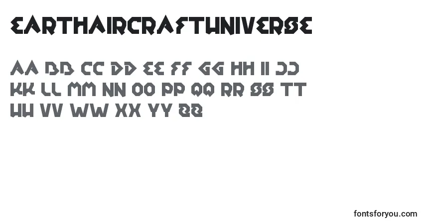 A fonte EarthAircraftUniverse – alfabeto, números, caracteres especiais