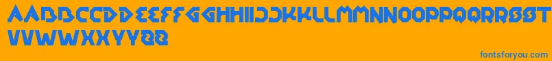 EarthAircraftUniverse-Schriftart – Blaue Schriften auf orangefarbenem Hintergrund