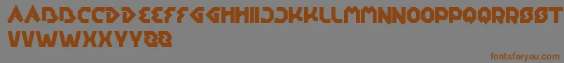 フォントEarthAircraftUniverse – 茶色の文字が灰色の背景にあります。