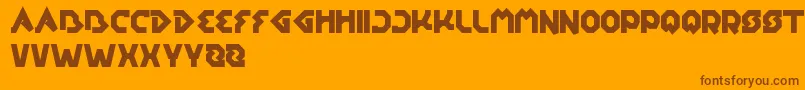 EarthAircraftUniverse-Schriftart – Braune Schriften auf orangefarbenem Hintergrund