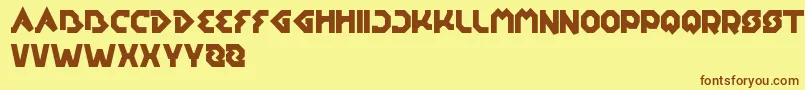 フォントEarthAircraftUniverse – 茶色の文字が黄色の背景にあります。