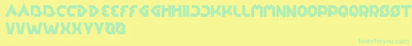 フォントEarthAircraftUniverse – 黄色い背景に緑の文字