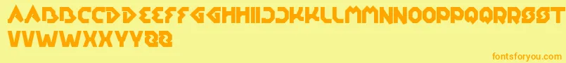 フォントEarthAircraftUniverse – オレンジの文字が黄色の背景にあります。