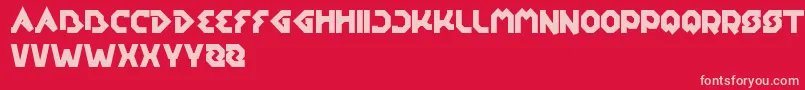 EarthAircraftUniverse-Schriftart – Rosa Schriften auf rotem Hintergrund