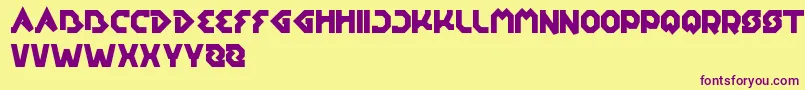 EarthAircraftUniverse-fontti – violetit fontit keltaisella taustalla