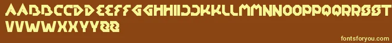 EarthAircraftUniverse-fontti – keltaiset fontit ruskealla taustalla