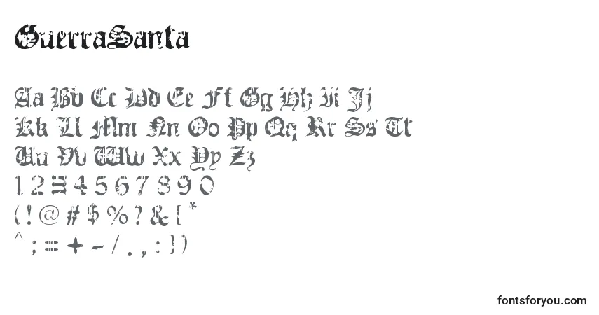 Czcionka GuerraSanta – alfabet, cyfry, specjalne znaki